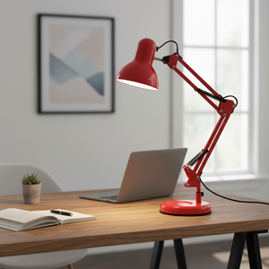 ANTIGONA Articulated Desk <b>Lamp</b> with 1xE27 L.15xAnt. 12 Red Color - Product Image 3