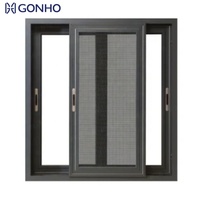 Fenêtre coulissante moderne en aluminium GONHO, structure à rupture de pont thermique, double vitrage trempé, isolation thermique, moustiquaire, efficacité énergétique