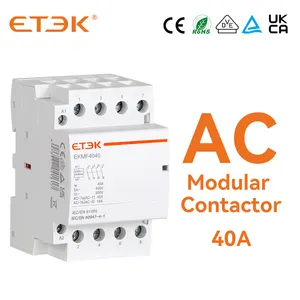 Модульный автоматический контактор переменного тока ETEK EKMF 4P 40A 4NO Coil 230VAC Din Rail