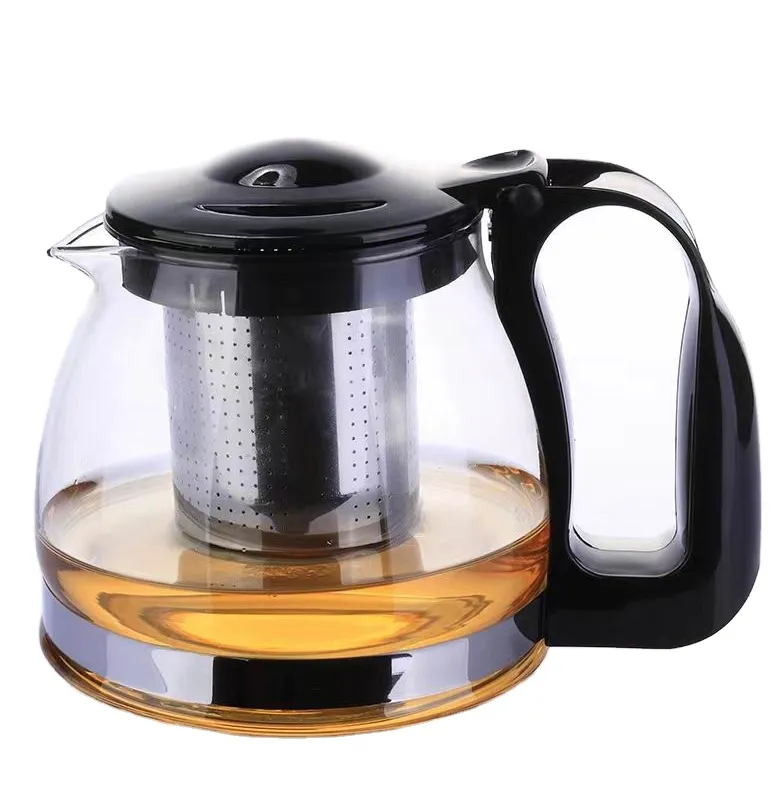 Tetera con filtro de café de 1250ml, tetera de vidrio, cafetera rusa turca con colador SUS, tetera con tapa de plástico y mango almacenado