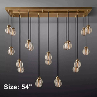 Lustre rectangulaire moderne de luxe en laiton massif et cristal de 36 pouces pour îlot de cuisine