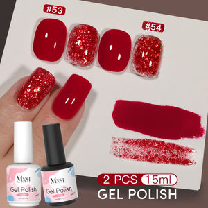 Ensemble de vernis à ongles en gel français rouge pailleté 15 ml, marque privée, végan, non toxique, semi-permanent, vernis en gel UV personnalisé, <span class=keywords><strong>manucure</strong></span> - Product Image 1