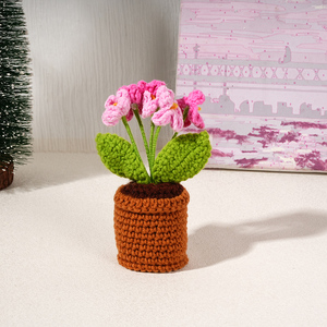 Piccola pianta in vaso fatta a mano all'uncinetto Mini <span class=keywords><strong>arancione</strong></span> emozionale Dimentica Me non margherita positivo fiore a sbuffo fiore artificiale - Product Image 4