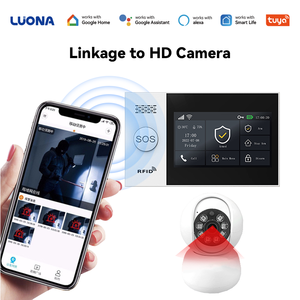 Système d'alarme domestique WiFi <span class=keywords><strong>GSM</strong></span> 4G avec commande vocale, armement/désarmement programmé et batterie de secours de 8,5 heures, écran tactile intelligent de 4,3 pouces - Product Image 1
