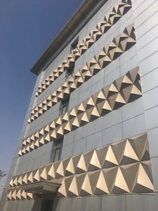 Panel de Pared Cortina de Aluminio Personalizado, Diseño Geométrico Verde Amarillo, Recubrimiento en Polvo Anticorrosión, para Exteriores de Edificios - Product Image 3