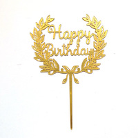 Décoration de gâteau en acrylique Happy Birthday Cake Topper Décorations de gâteaux circulaires et en forme de cœur