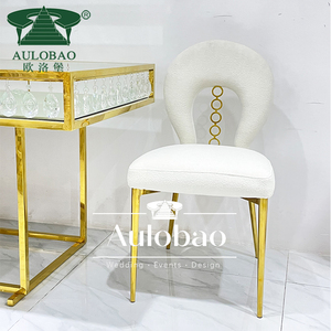 Restaurant de velours blanc de jambe d'acier inoxydable d'or dinant des chaises élégantes modernes - Product Image 6