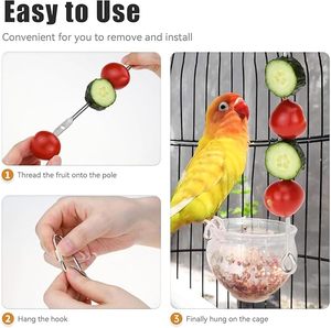 Eco-Friendly Hanging Stainless Steel <strong>Bird</strong> Parrot Forager Skewer <strong>Food</strong> Holder Toy Fork for Feeding Corn Apple <strong>Fruit</strong> <strong>Bird</strong> Supplies - Product Image 3