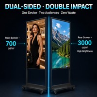 Señalización Digital de Doble Cara de Alto Brillo, 3000 Nits, 55 Pulgadas, Sensor de Luz Automático, 7x24H, Publicidad Comercial, Animación, Señalización
