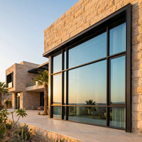 Fenêtre à battant en aluminium à rupture de pont thermique RG65, robuste, avec triple vitrage double verre Low-E argenté pour projets de villas haut de gamme