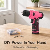 Ensemble de tournevis sans fil portable 8V, kit de tournevis électrique 76 pièces avec câble USB pour l'assemblage de meubles et le bricolage