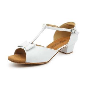 Zapatos de Baile de Salón para Niñas con Logotipo Personalizado, Zapatos de Baile Latinos para Niñas con Tacón Bajo, Suaves y Blancos, OEM ODM - Product Image 1