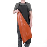 DS5149 celemek kerja uniseks, hitam ukuran besar vinil tahan air tahan kimia untuk mencuci piring PVC dapat disesuaikan