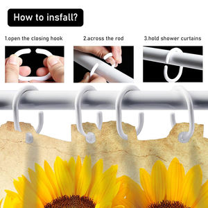 Nueva llegada Vintage 4 PCS Amarillo Girasol Juegos <span class=keywords><strong>de</strong></span> cortinas <span class=keywords><strong>de</strong></span> ducha con alfombras - Product Image 2