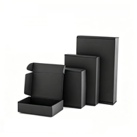 Boîte rectangulaire noire de style avion, intérieur et extérieur, en carton ondulé extra-résistant pour l'e-commerce transfrontalier