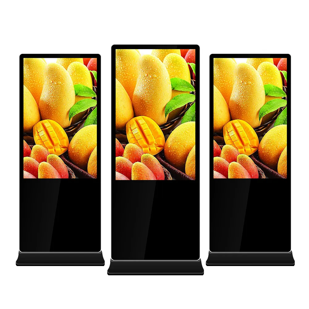 สมาร์ท 43/49 นิ้วหน้าจอสัมผัส Kiosk All-In-One Android Media Player รีโมทคอนโทรลดําเนินการแนวตั้งชั้นยืนจอแสดงผล LCD SDK