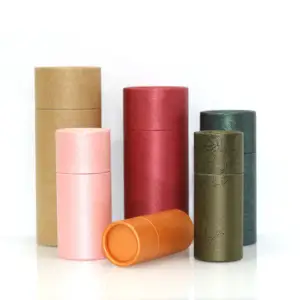 Özel marka tasarım biyobozunur Kraft karton dudak balsamı Deodorant Stick konteyneri ambalaj Push up kağıt tüp
