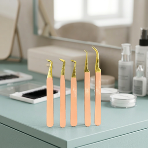 OEM ODM Professional Beauty <b>Tools</b> Manufacturer Supplying Gold-Plated Precision Eyelash Tweezers Smooth Tip Made Pakistan Model - Product Image 3