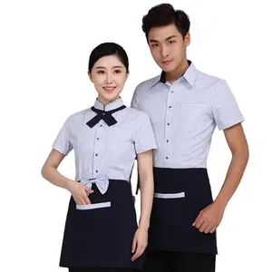 Custom restaurant waiter uniform designs polyester / cotton for restaurant & and bar xhy support oem wait staff
