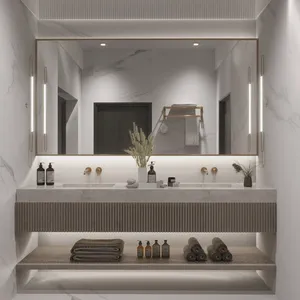 Personalizzato moderno Pvc in legno di lusso in fibra di vetro Led montaggio a parete mobile mobile bagno vanità <span class=keywords><strong>con</strong></span> <span class=keywords><strong>specchio</strong></span> - Product Image 3