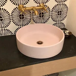 Nouveau style de toilette de luxe rose ciment comme pierre naturelle lavabo carré pour salle de bain