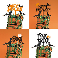MOYI Halloween Acryl-Kuchenaufsatz mit individuellem Druck, Kürbis, Fledermaus, Skelett, Kuchendekoration für Halloween-Party