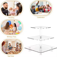 Support à gâteau rotatif à 3 niveaux en acrylique avec étagères transparentes pour la présentation de desserts de mariage et d'anniversaire