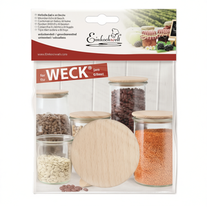 Tapas de madera Weck de haya de 60 mm para tarros de conservación y almacenamiento - Product Image 2