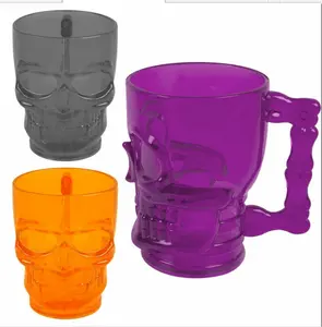 Clear Exotic Bar Cocktail Juice Cup Double Sided Happy/Sad Face Tiki Cup