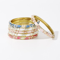 Bracelet jonc vintage chinois en émail cloisonné pour femme, motif fleur de pivoine, en alliage, manchette ouverte, style rétro bohème, empilable, cadeau bijou