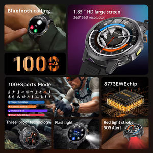 Lampe torche d'extérieur AK95, montre connectée 1000 mAh, grand écran 1,85 pouces HD, plus de 100 sports, IP68, appel Bluetooth, boussole, SOS, montre intelligente - Product Image 3