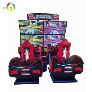 เครื่องจำลองการแข่งรถสำหรับเด็กแบบหยอดเหรียญ 4 จอ พร้อมสถานีเล่นเกมสองผู้เล่นภาษาอังกฤษ สำหรับสวนสนุก - Product Image 1