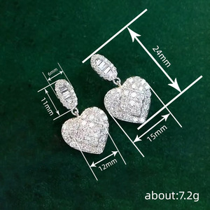 Orecchini da donna lucidi con motivo a cuore, pendenti geometrici stile principessa, regalo romantico, orecchini da festa - Product Image 6