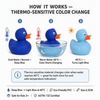 Canard en caoutchouc changeant de couleur à la température, jouet pour enfant, vente en gros, canard de bain en plastique bleu changeant de couleur à l'eau chaude, directement de l'usine