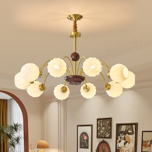 Lámpara de araña de estilo vintage francés, fuente de luz LED E27, iluminación redonda de múltiples cabezales para el hogar, para sala de estar, dormitorio, comedor - Product Image 1