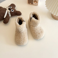 Style coréen décontracté hiver filles chaud semelle souple sans lacet fourrure bottes courtes avec doublure polaire confortable laine d'agneau bottes de neige