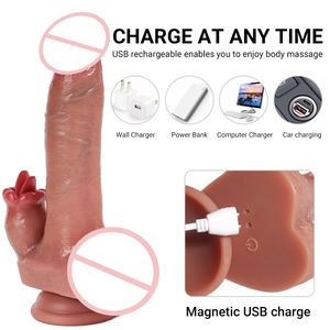7,67-дюймовый коричневый электрический фаллоимитатор с функцией лизания для начинающих, реалистичный мягкий фаллоимитатор в виде пениса, игрушка для женской мастурбации, товары для взрослых - Product Image 5