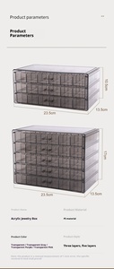 Bán buôn <span class=keywords><strong>3</strong></span> lớp nhựa Stackable rõ ràng Bông tai lưu trữ hộp trang điểm lưu trữ đồ trang sức tổ chức hộp - Product Image 6