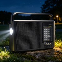 Radio portable classique AM FM SW avec logo personnalisé OEM, vente en gros d'usine, radio USB, lecteur de carte SD, lampe de poche, batterie au lithium rechargeable