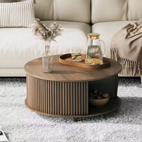 Meubles de luxe en forme de noyer, table basse centrale moderne, adaptée aux salons et aux cafés, avec espace de rangement.