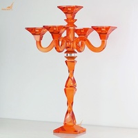 Vente en gros de porte-bougie en cristal à cinq bras, design personnalisé, pour mariage, décoration de la maison, avec long manche