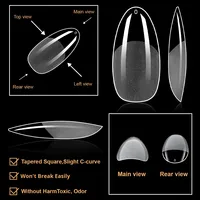 600 pièces en boîte, pointes d'ongles semi-mates en gel souple, haute qualité, à presser, 12 tailles et 9 styles, pointes d'ongles complètes