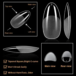 Unghie Finte <span class=keywords><strong>Gel</strong></span> X Trasparenti a Copertura Totale, Sottili e Lunghe, con Tacco Alto, Morbide, in <span class=keywords><strong>Gel</strong></span>, Misura XS - Product Image 2