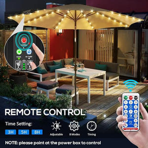 Paraguas LED moderno para patio al aire libre de 7,5 pies con luces solares Manivela Inclinación Jardín Piscina Toldo de sombra 3M Radios - Product Image 3