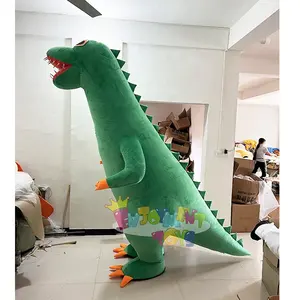 畅销CE 2m充气绿色恐龙服装步行卡通毛绒充气恐龙吉祥物成人服装