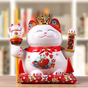 Vente en gros de chat porte-bonheur japonais Elvis Maneki Neko en céramique de 9 pouces pour la décoration de la maison et le Nouvel An chinois-Style ange - Product Image 6