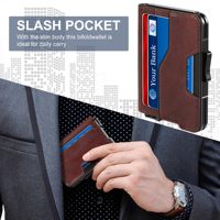Portefeuille de luxe pour homme en cuir véritable de qualité supérieure avec porte-cartes escamotable, portefeuille magnétique RFID, porte-cartes de crédit pour homme