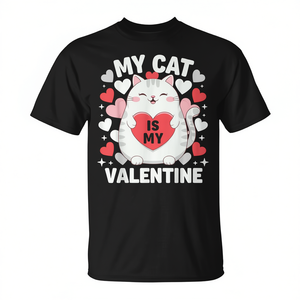Camiseta para mujer con diseño de mi gato como mi San Valentín, gato abrazando un corazón, para amantes de los gatitos - Product Image 2