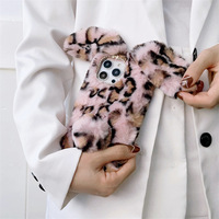 Étui de téléphone portable en tissu moelleux antichoc avec motif de lapin léopard mignon pour 17 Pro Max