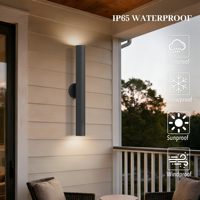 Appliques murales extérieures cylindriques longues, luminaires LED intégrés pour éclairage extérieur haut et bas
